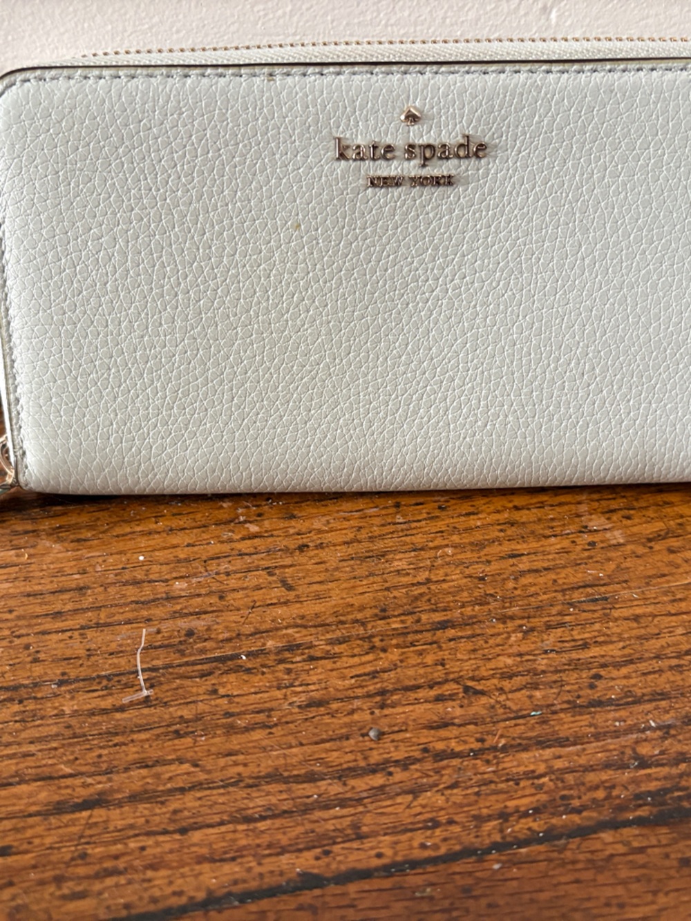 kate spade Cream Pebbled Zip-Around Wallet